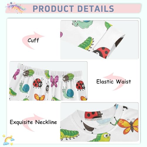 Pajama Sets Long Sleeve Cute Insect Pattern Prints Soft Comfy Sleepwear 2 Piece PJS 3-8T4