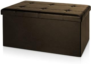 Deuba Sitztruhe mit Stauraum Deckel Gepolstert Faltbar 100 L Kunstleder Braun 80x40x40 cm Sitzbank Truhenbank Sitzbox