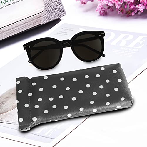 Juama White Spots Polka Dot Black Sunglasses Case Eyeglasses Pouch Soft Pu Leather Glasses Case Squeeze Top Eyeglass Case For Women Men #TOP3