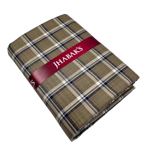 Image of JHABAK'S Cotton Blend Unstitched Checkered Fabric for Men - 2.35m Shirt Piece / 3m Kurta Piece - Width 36 Inches