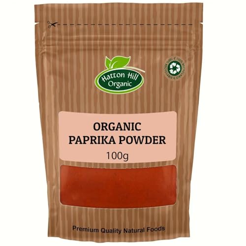 Organic Paprika 100g by Hatton Hill | Certified Organic, Smoky, Sweet, and Mildly Spicy Seasoning Perfect for Enhancing Flavor and Color in Culinary Creations