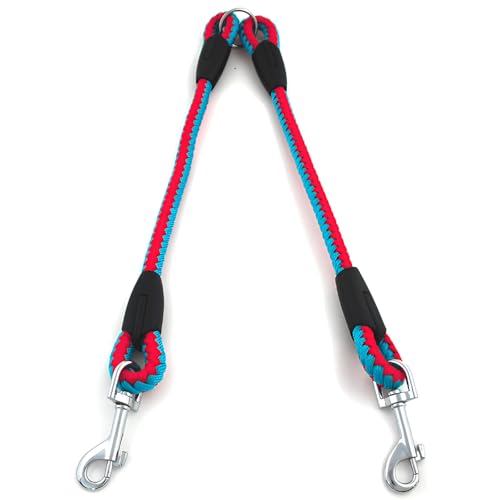 AKEISHE Double Dog Leash for Two Dogs – No-Tangle Dual Leash with Chew-Resistant Braided Rope & Zinc Alloy Clips – Durable No-Pull Design for Walking, Training & Outdoor Use