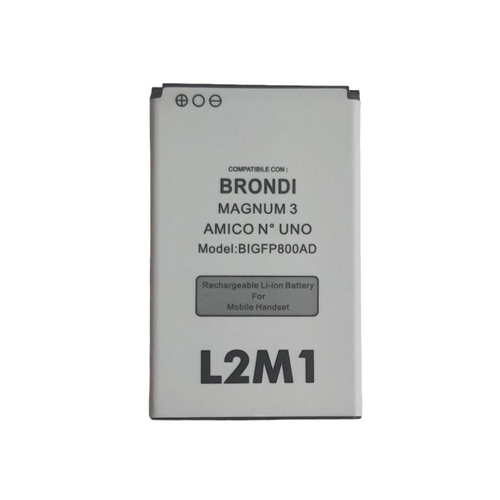 Batteria per Brondi Magnum 3 Cellulare Dual Sim Brondi Amico N°Uno GSM Grandi Tasti Model BIGFP800AD Rechargeable Li-ion Battery BL-11AT 3.7V 800mAh 2.96Wh