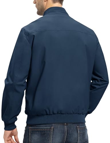 Image of TBMPOY Mens Lightweight Jackets Light Windbreaker Full Zip Casual Work Jacket Golf Business Fall Track Coat with Pockets