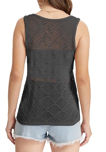 Image of Bosmeer Women's Hollow Sweater Vest Crochet Tank Tops Knit Out Sleeveless Cover Up Summer Boho Top Pullover