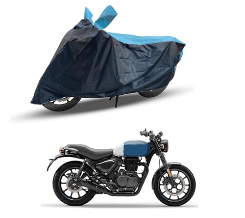 RiderShine Two Wheeler Bike Cover Accessories - Dustproof - UV Protection - Premium Bike Cover - for Hunter 350 Motor Bikes (Black Aqua)