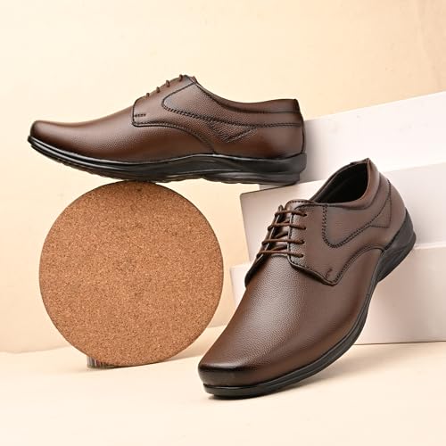 Image of Centrino Formal Shoes for Men | Lightweight Comfortable Office Shoes for Man Stylish | Cushioned Insole Lace-Up Shoes for Men | Durable TPR Sole | Trendy Classic Design Footwear for Men (8117)