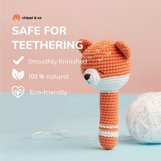 Miniatura 6 de Chippi & Co Sonajero de bebé de ganchillo, juguetes de bebé de ganchillo, muñeca de bebé de peluche, juguetes de madera orgánica para recién
