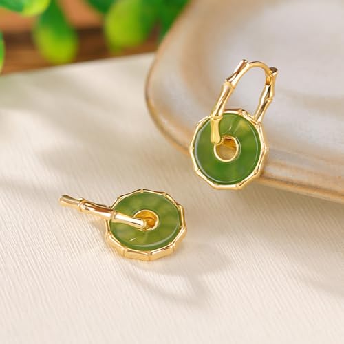 Boucles d'oreilles Jade Vert et Argent Sterling : Le cadeau parfait - 4