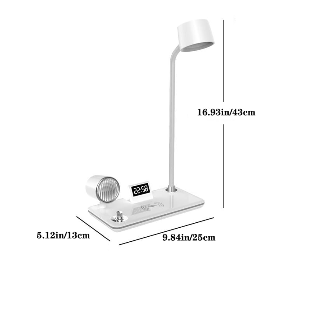 Faucet 15W Bezprzewodowe ładowanie Lampka nocna na biurko Głośnik LED Bluetooth Zegar elektroniczny Lampa na biurko w sypialni Przełącznik dotykowy Biurko Studio Lampa stołowa Club Vanity Oprawa