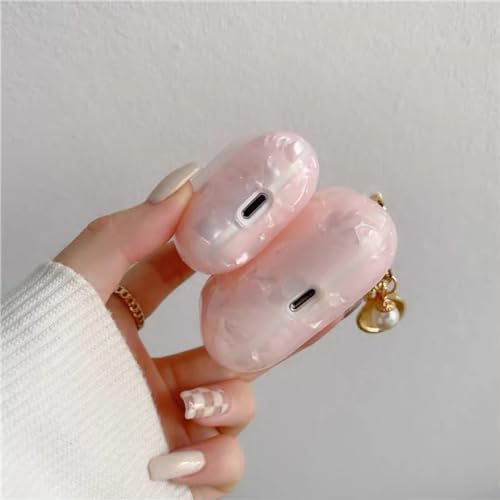 Image of OTOPO for Cute Airpods 2nd /1st Generation Case Girl Women with Cleaner Kit, Glitter Shell Pattern Apple iPods 2 /1 Gen Protective Cover Skin with Pearl Shell Keychain, Pink