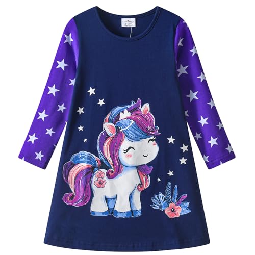 VIKITA Girls Dress Rainbow Long Sleeve Embroidery Star Age 7-8 Years Lh7677