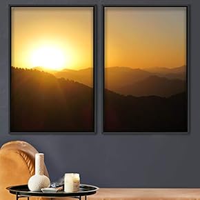 signwin 2 Piece Framed Canvas Wall Art Sunset...