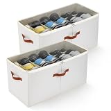 KitHero 2er-Set Schuhorganizer für den Schrank, faltbare Aufbewahrungsbox mit verstellbaren Trennwänden & Klarsichtdeckel, Platz für bis zu 18 Paar Schuhe, platzsparende Schuhboxen (weiß, groß)