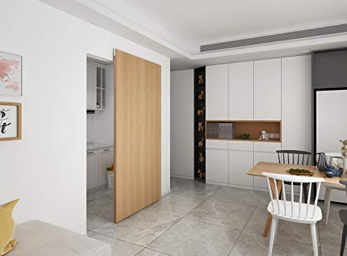 DIYHD 38" Concealed Sliding Door Hardware Kit with Soft Close & Floor Rail, Light Weight Hidden Track Wall Mount System for Openning Width Up to 30", No Door Included