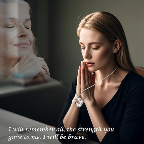 Bemaystar Personalized Ashes Necklace -Cremation Jewelry for Ashes, Sympathy Gifts for Loss of Loved One Memorial Necklace for Ashes Silver Heart Necklace4