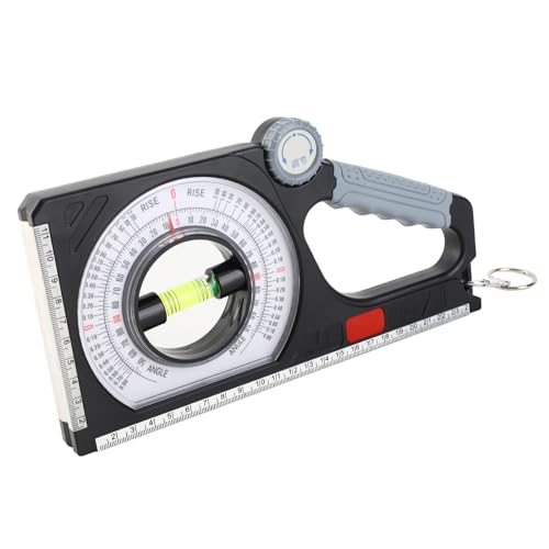 Image of Pitch Gauge Roofing, Dual-Scale Rotary Pitch Finder with Thumb Dial, Multifunction Tool, Multi-Function Slope Gauge Constructing Engineering 130 Angle Finder with Carabiner