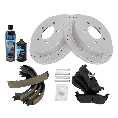 Image of TRQ Performance Rear Brake Pad & Rotor Kit Compatible with 1997-2004 Ford 1998-2002 Lincoln