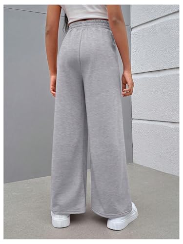 OYOANGLE Girl's Wide Leg Sweatpants Elastic High Waisted Sports Athletic Open Bottom Pants3