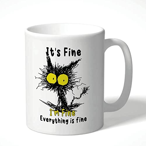 Wanky Candles Its Fine I'm Fine Everything is fine Cat Joke Coloured Mug Cup Gift Birthday Work Office Christmas Tea Coffee CMUG207