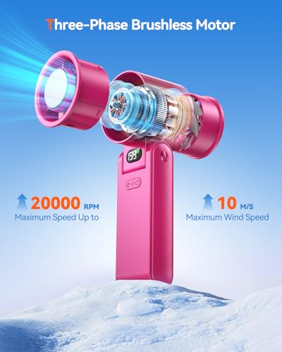 Image of Portable Handheld Fan with Ice Cooler, 199 Speed Personal Fan,5500mAh Rechargeable,20H Cooling Time,20000 RPM Powerful Motor, Summer Essential for Travel /Outdoor /Office, Hot Pink