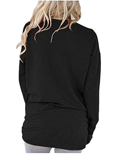 Akihoo Women Be Kind Casual Loose Crew Neck Long Sleeve Blouse Tunics Top T-Shirts with Pockets XL