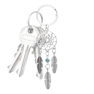 Dromenvanger-hanger, dromenvanger voor meisjes, sleutelhanger met dromenvanger-hanger, dromenvanger-ring met versieringen voor auto, mini-veersleutelhanger, dromenvanger-sleutelhanger