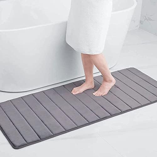 smiry Memory Foam Bath Mat, 40 x 60 cm, Extra Soft Non-Slip Bathroom Mat, Super Absorbent Bath Mats for Bathroom Floor, Machine-Washable Dry Bath Rug Foot Mat, Turquoise