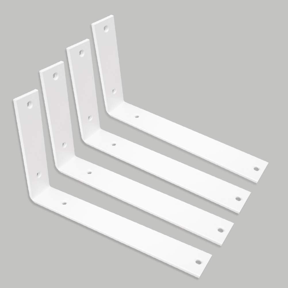 WINKER Shelf Bracket 10 Inch Heavy Duty White Brackets for Shelves Corner L Bracket for Wall Shelves Metal Iron Shelf Brackets