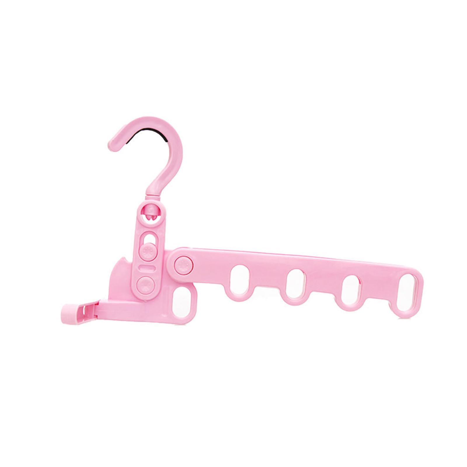 SagaSave Foldable Clothes Hanger, with 5 Enclosed Slots, Outdoor Travel Clothes Rack, Plastic Drying Rack, for Laundry, Dorm, RV, Hotel (Pink)