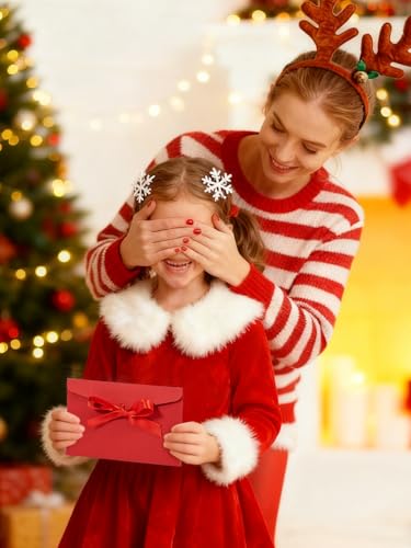 Geldgeschenk Weihnachten Mit Umschlag & Rotes Band,Weihnachts-Geld Geschenkkartenhalter mit 6 Fächern,Geldumschläge Weihnachtsgeschenke (Weihnachtsmann + Weihnachtshirsch)