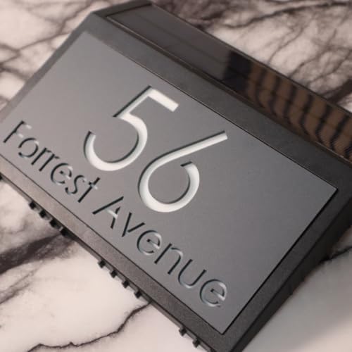 K Smart Sign | LaLuce LED F2728 | House Plaques With Back Lit Illuminated Numbers House Signs Door Number For Wall House With Light Name Number Sign For Outside (A5 - GREY MODERN)