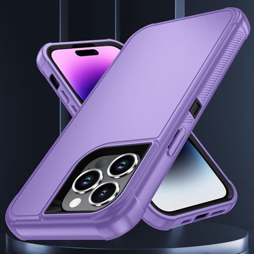 Image of SunStory Compatible with iPhone 14 Pro Max Case with HD Screen Protector, 3-Layer Heavy Duty Full-Body Cover,3 in 1 Hybrid Protective Case for iPhone 14 Pro Max 6.7 inch,Violet