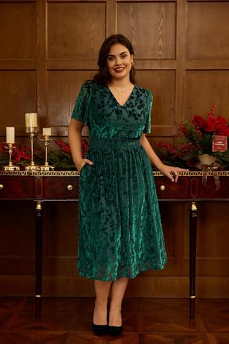 Image of TIYOMI Plus Size Velvet Dress for Women Formal Cocktail Satin Dresses for Wedding Guest XL-5XL (14W-28W)