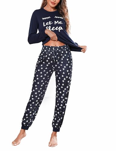 Bresdk Pijama Mujer con Camiseta Manga Larga y Pantalones Largo