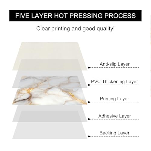 HOMETITUTE 10PCS 12x12 Inch Gold Vein Marble Look Peel and Stick Floor Tiles Removable Self Adhesive Vinyl Flooring Stickers for Bathroom Entryway Vanity Room Decor