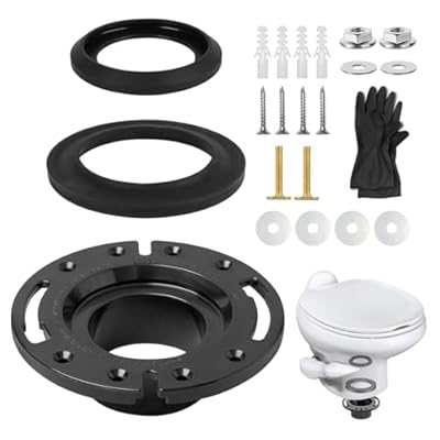 BREADEEP RV Toilet Seal Kit, 3'' RV Toilet Flange 385345892 and RV Toilet Seal 34120 & 12524 for Aqua Magic Style Plus, Style Lite, Style II & Residence, RV Toilet Kit w/Industrial Nitrile Gloves