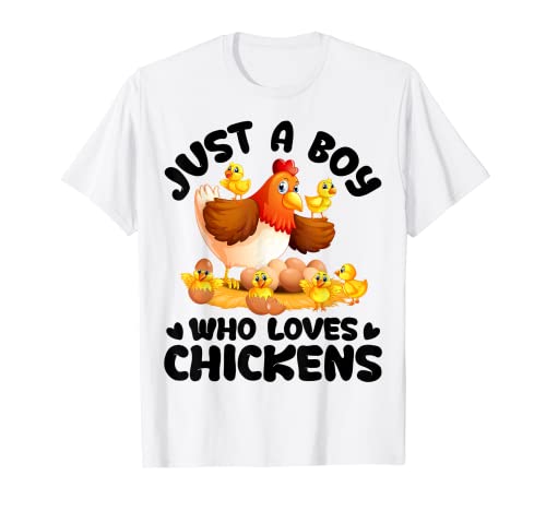 Just A Boy Who Loves Chickens Farm Chicken Gift Camiseta