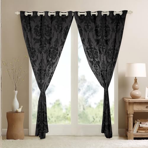 Cortinas góticas vintage de 2 paneles para decoración de ventanas 5