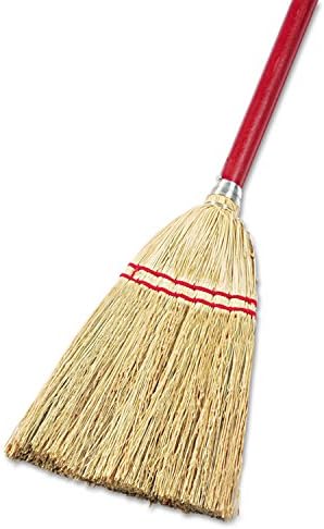 Boardwalk 951TEA Lobby/Toy Broom, Corn Fiber Bristles, 39" Wood Handle, Red/Yellow