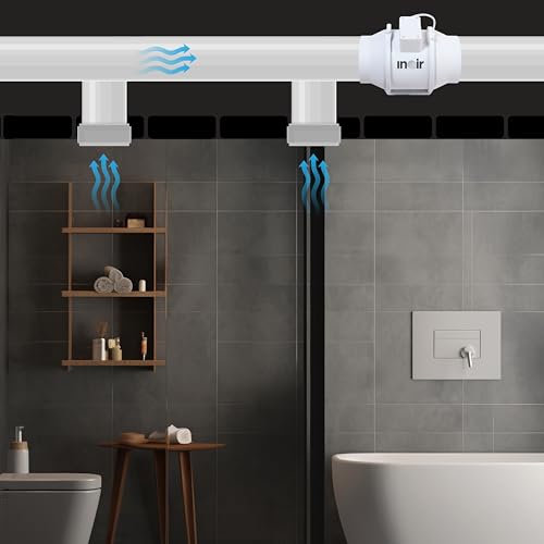 Image of Inair | Mixed Flow Exhaust Fan I INA-MFF-250P I Black | 1050-1400 (m3 /h) Airflow | Silent, Energy Saving, Durable Ventilation Fan | Flexible Adjustment, Long Distance Air Supply IFor Bathroom, Kitchen