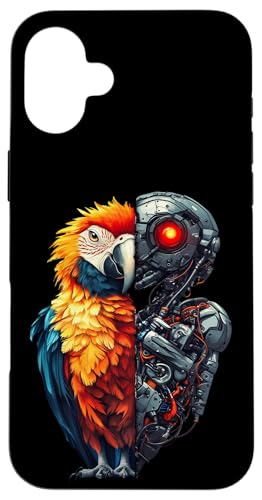 �ʔ����I�E�����{�b�g�������D�ƃT�C�{�[�O�I�E�����{�b�g Robot Parrot Lover Cyborg AI �X�}�z�P�[�X iPhone 16 Plus �p