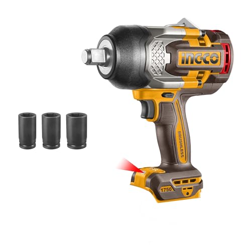 Image of Ingco 20V Cordless Impact Wrench 1750NM (Body only) Square Drive 3/4", Brushless Motor, with 3Pcs Sockets CIWLI201751