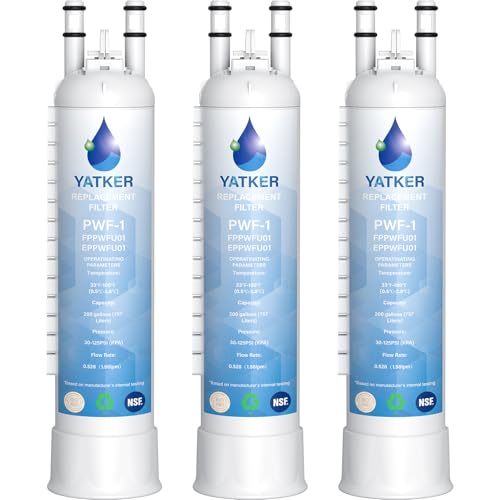 Yatker FPPWFU01 Water Filter Replacement for Frigidaire FPPWFU01 Water Filter Compatible with PurePour PWF-1 EPPWF01 PureAdvantage PWF-1 (3-Pack)