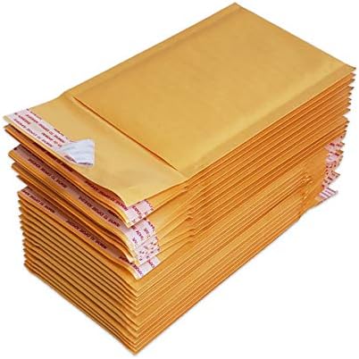 PACKZON #000 Kraft Bubble Mailers Self Seal Padded Shipping Envelopes 4" x 8", (Pack of 25)