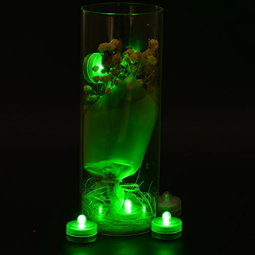 Image of KITOSUN Submersible LED Lights cr2032 Battery Powered Underwater Waterproof LED Tea Light Candles for Events Wedding Centerpieces Vase Floral Xmas Holidays Home Decor Lighting(Pack of 12) (Green)
