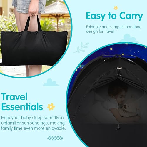 Blackout Tent for Pack and Play - Sleep Pod with Light-Blocking - Portable Pack N Play Blackout Cover for Travel Crib/Mini Crib/Palyards