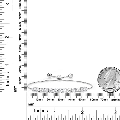 Gem Stone King 3.00 Cttw Moissanite Tennis Bracelet For Women | Round 4MM | Adjustable Bolo Bracelet For Women | Easy-On Easy-Off4