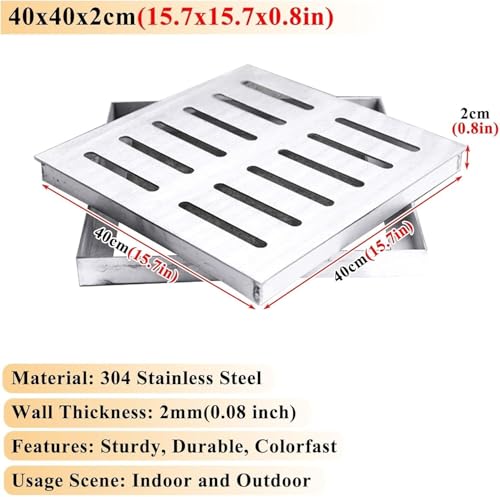 Drain de sol de sous-sol avec couvercle de grille robuste en acier inoxydable 50x50 - 7
