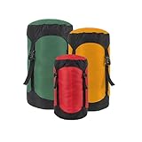 Sanmum 3 Pieces Nylon Compression Sack Set for Sleeping Bag, Lightweight Stuff Bag Organizer Set (XS+S+M) for Camping Backpacking Hiking (Multicolor)